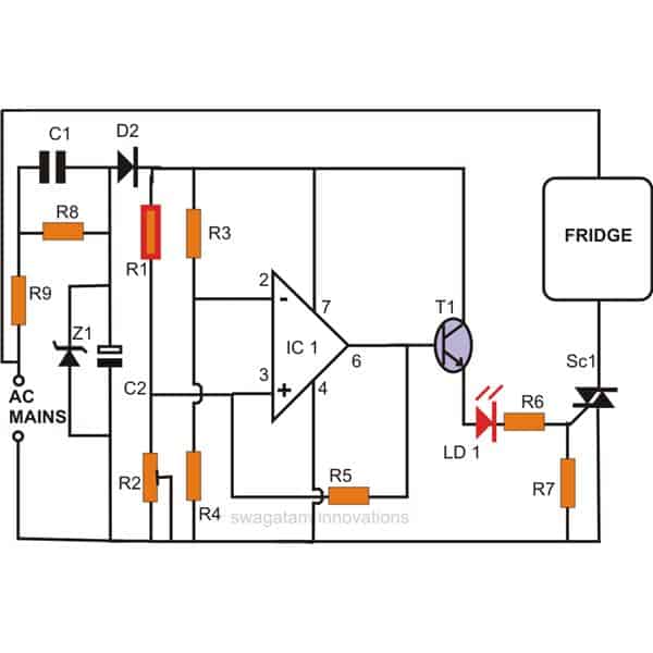 Simple Refrigerator Thermostat Circuit