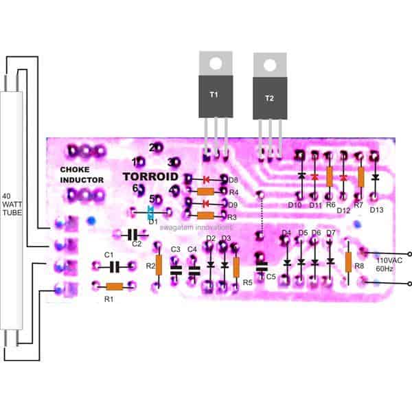 40 watt electronic ballast PCB layout component placement