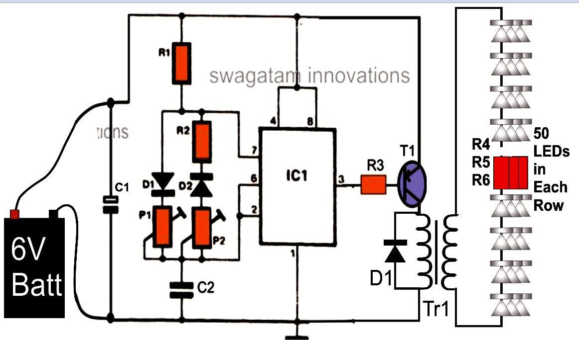 Illuminating 100 LEDs from 6 Volt Battery