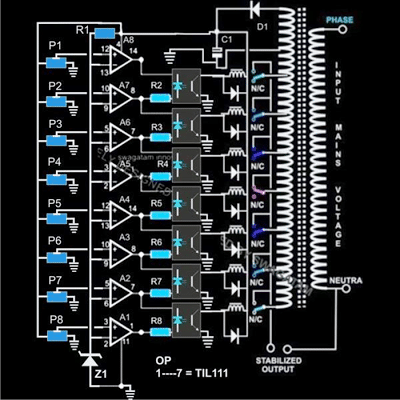 Automatic Voltage Stabilizer Circuit for TV sets and Refrigerator Circuit Diagram