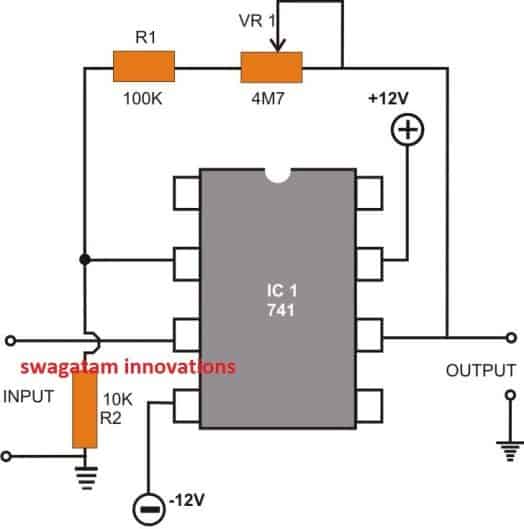 opamp Non-inverting DC Amplifier circuit