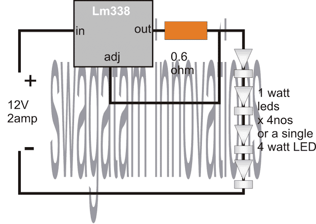 4 watt led current controlled driver from 12V supply