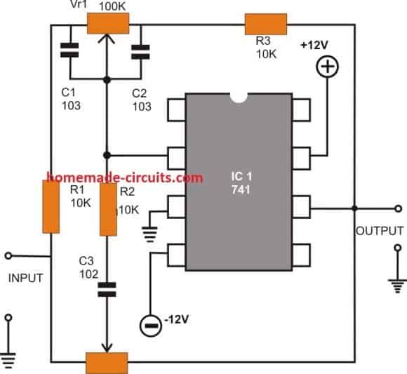 opamp Active Tone Control circuit