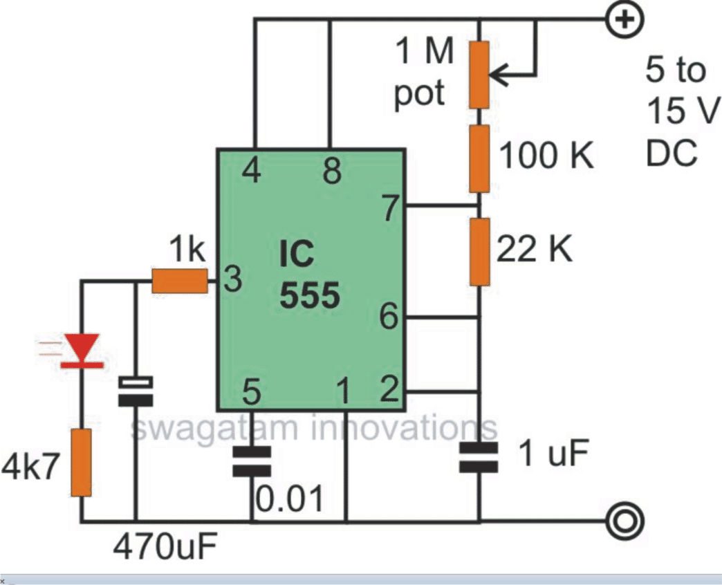 Spooky Effect to the LED using IC 555 flasher circuit