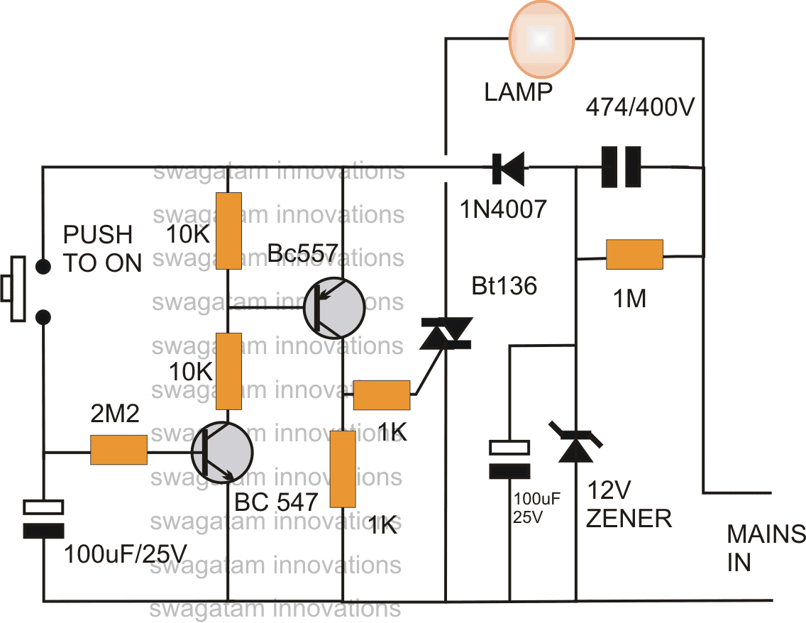 Bedroom Lamp Timer Using IC 741 Circuit Diagram