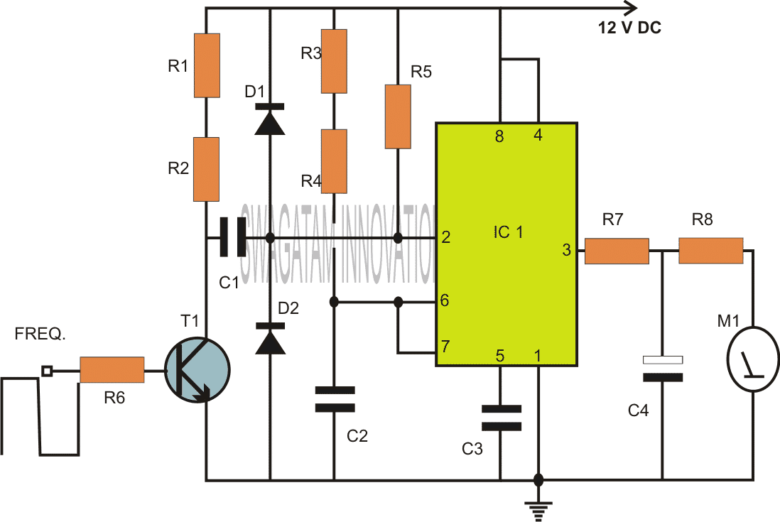 IC 555 based Frequency Meter Circuit Diagram