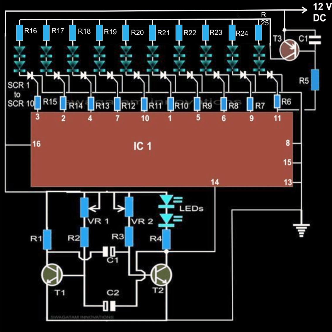 LED Bar Graph Circuit Diagram Using IC 4017