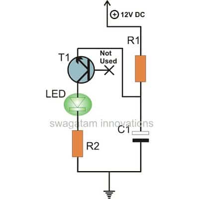 LED flasher circuit using single transistor