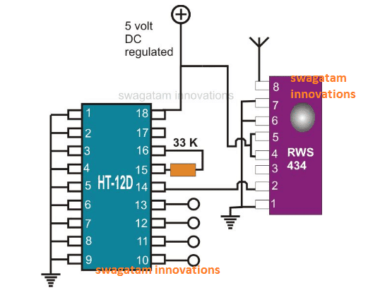 433MHz RF Receiver Module Pinout details