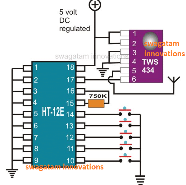 433MHz RF Transmitter Module Pinout details