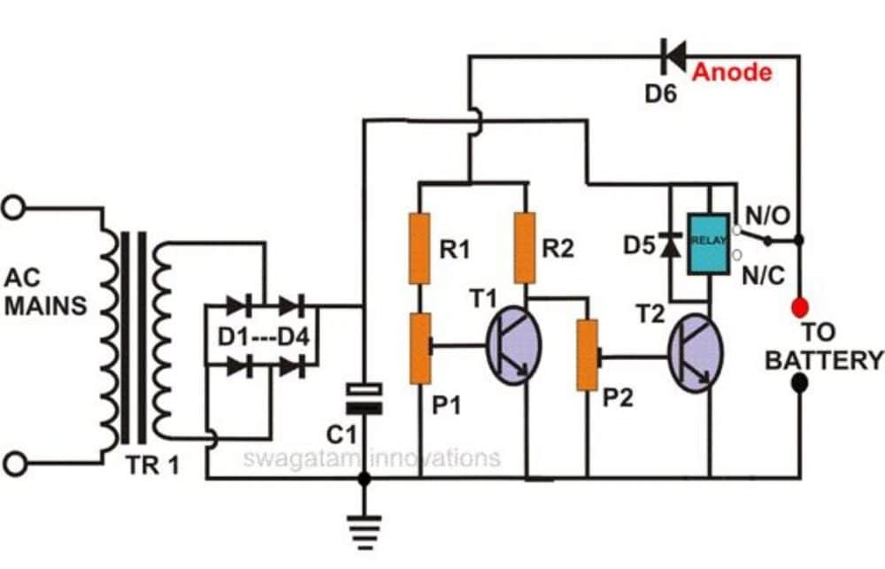 self adjusting battery charger circuit diagram