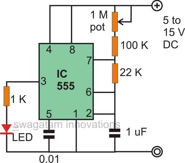 Flashing Fading effect with IC 555 circuit