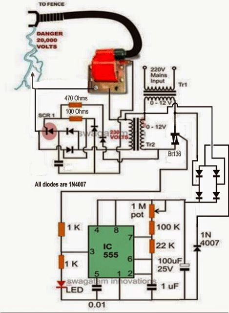 A Homemade Fence Charger, Energizer Circuit | Homemade Circuit Projects