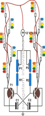 LED string light flasher circuit diagram with adjustable flash rate