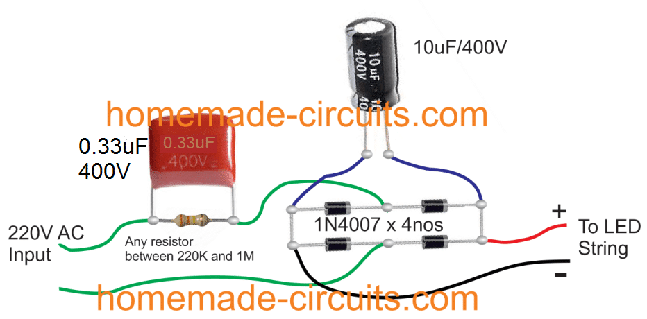 capacitive transformerless power supply for LEd strip lights