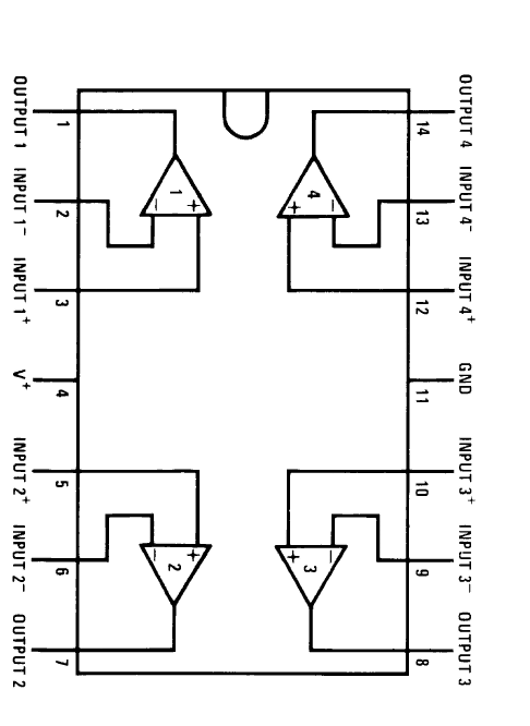 IC LM324 pinout diagram