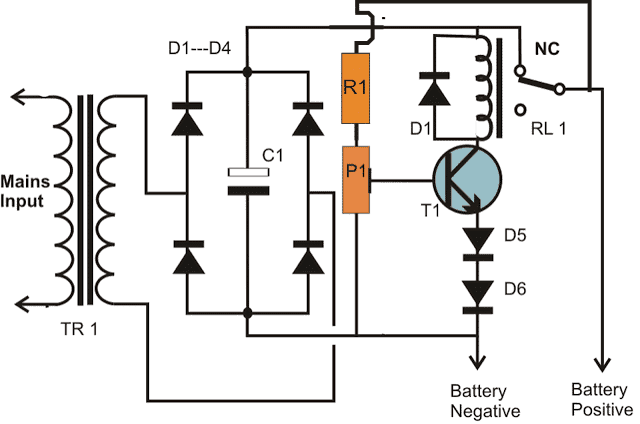 One Transistor Automatic Battery Charger Circuit - Homemade Circuit Projects