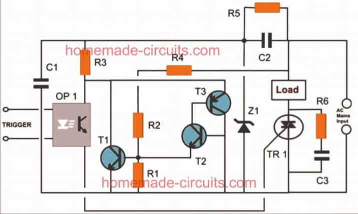 zero crossing controlled AC 220 V, AC 120 V solid state relay circuit diagram