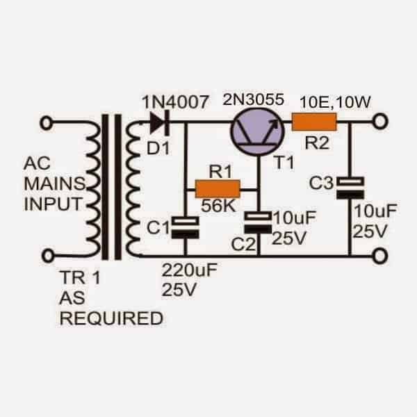 Hum free power supply circuit