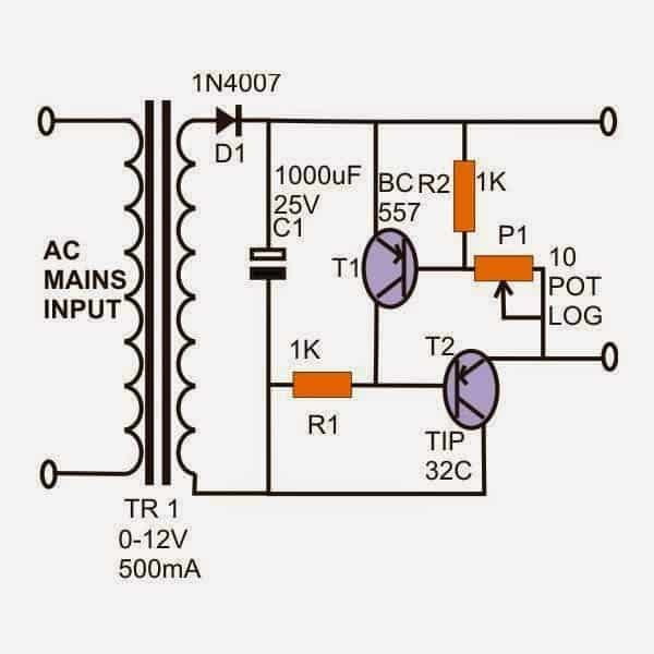 Adjustable DC power supply circuit