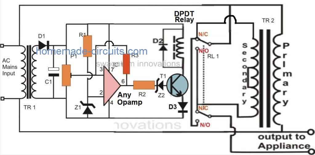 Automatic Stabilizer Circuit for TV sets and Refrigerator | Homemade Circuit Projects