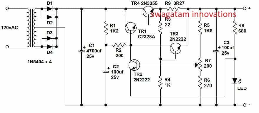 2N3055 power supply circuit