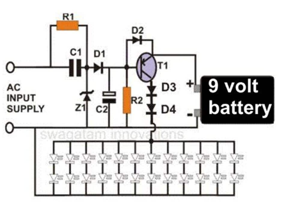 simplest LED emergency light circuit