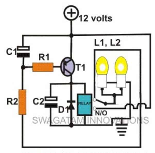 automobile turn signal controller circuit single transistor relay 