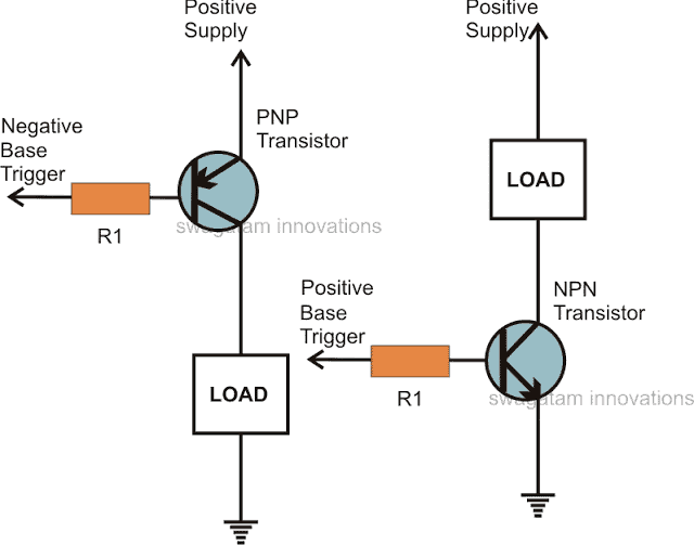 NPN, PNP transistor wiring details