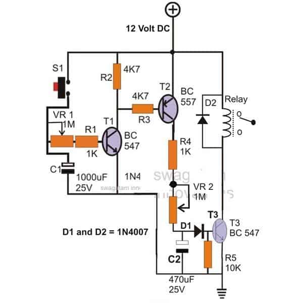 ON OFF timer relay circuit