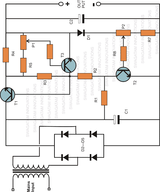 40 V adjustable variable power supply circuit