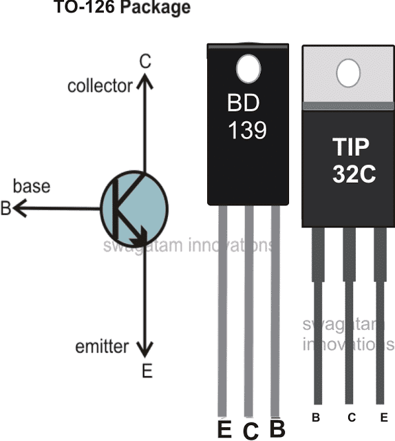 BD139 and TIP32 pinout diagram