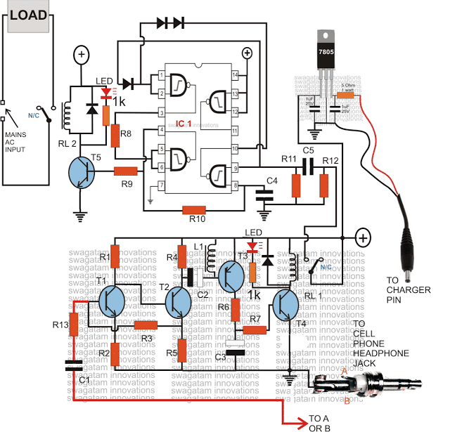 GSM Based Cell Phone Remote Control Switch Circuit Diagram