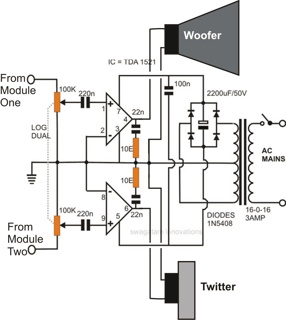 stereo amplifier circuit for home theater