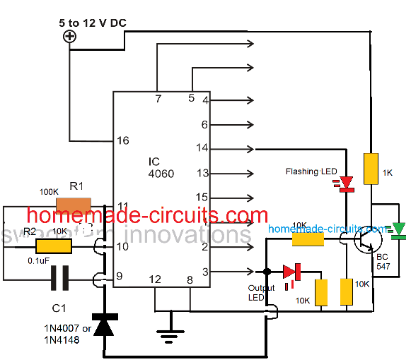 how to latch IC 4060 output by adding a diode