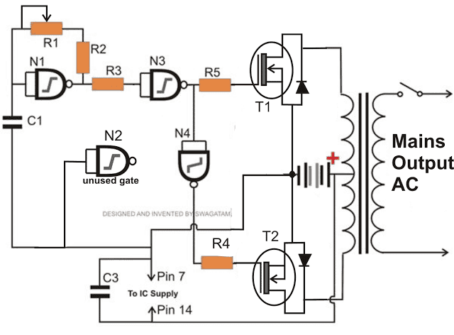 IC 4093 with mosfet inverter circuit
