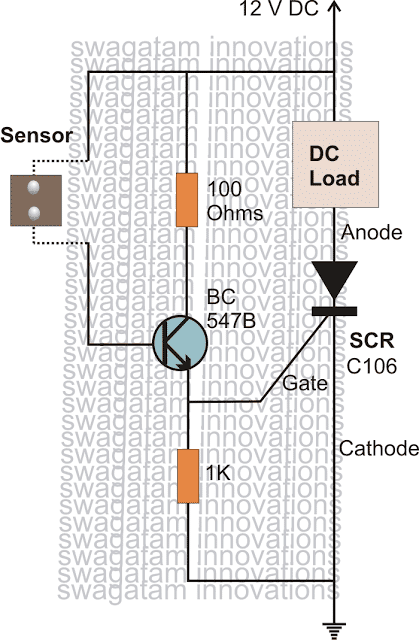 SCR based rain alarm circuit