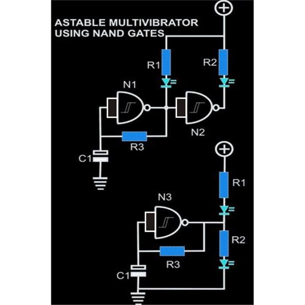 Astable Multivibrator Circuit Using Nand Gates