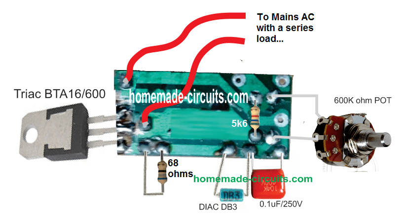 220V light dimmer fan controller PCB layout with wiring