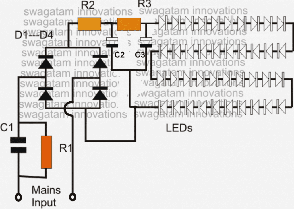 led bulb circuit using high voltage capacitor