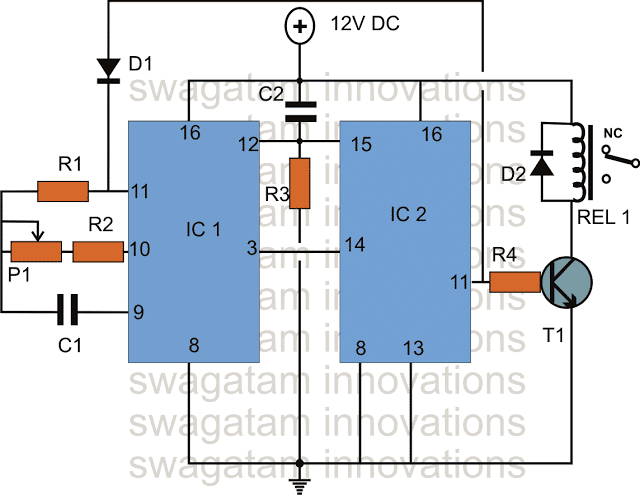 long duration timer using IC 4060 and IC 4017