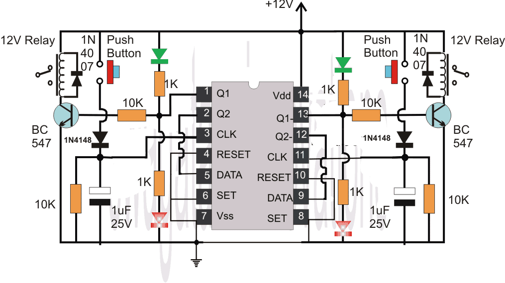 IC 4013 flip flop circuit diagram