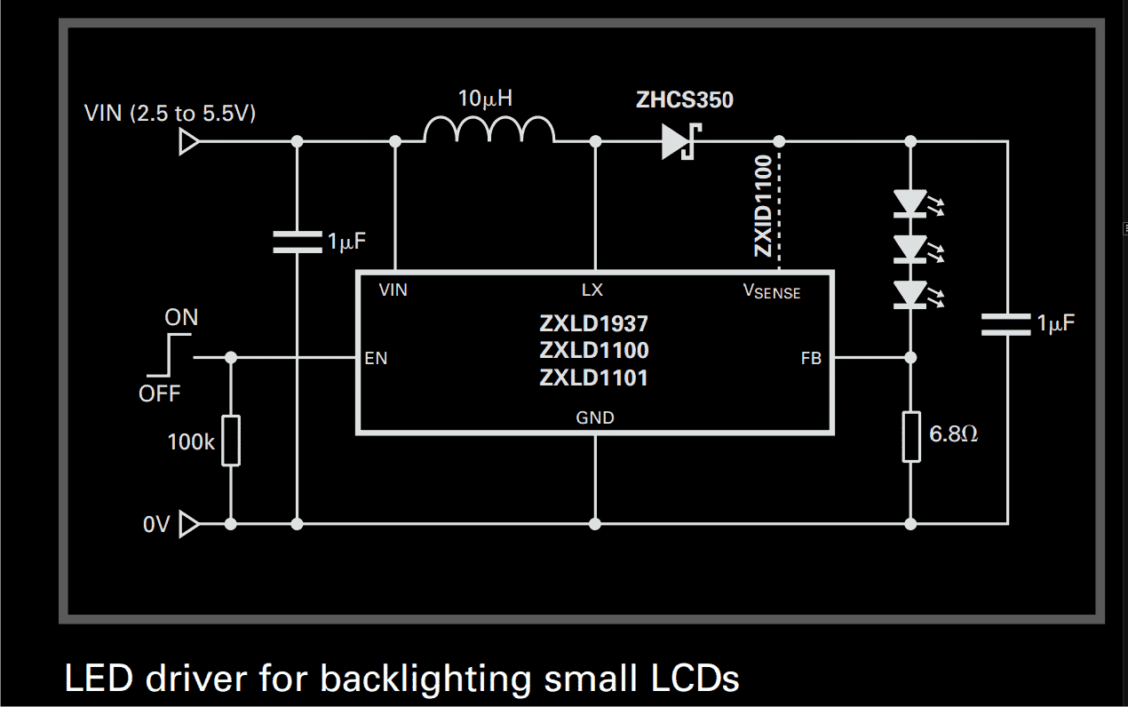 LEDdrivercircuitforbacklightingsmallLCDscreens