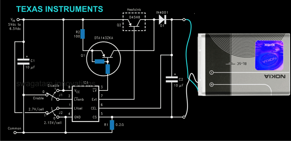 Li-Ion Battery Charger Circuit Diagram using IC LM3622