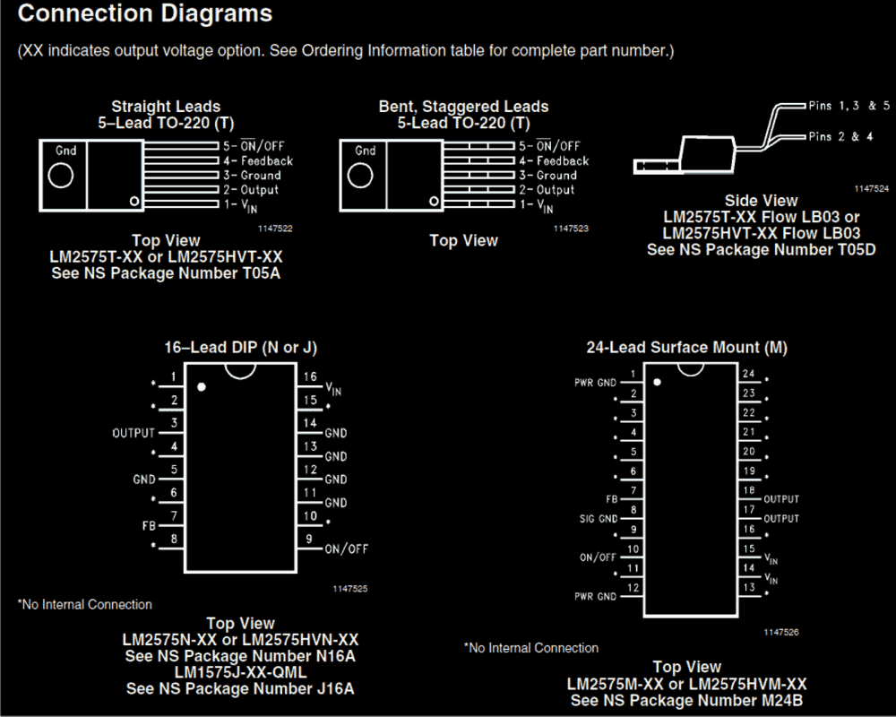 IC LM2575 pinout details