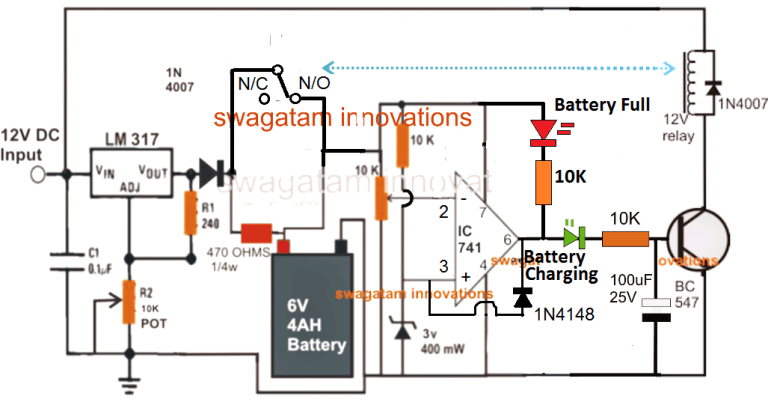 5 Best 6V 4Ah Automatic Battery Charger Circuits Using Relay and MOSFET ...