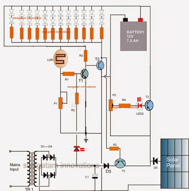 solar energency lamp circuit