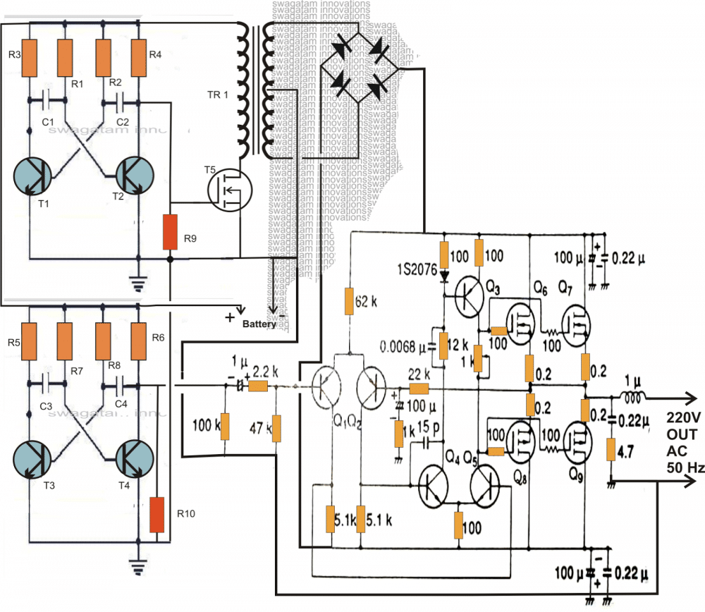5kva Ferrite Core Inverter Circuit - Full Working Diagram with