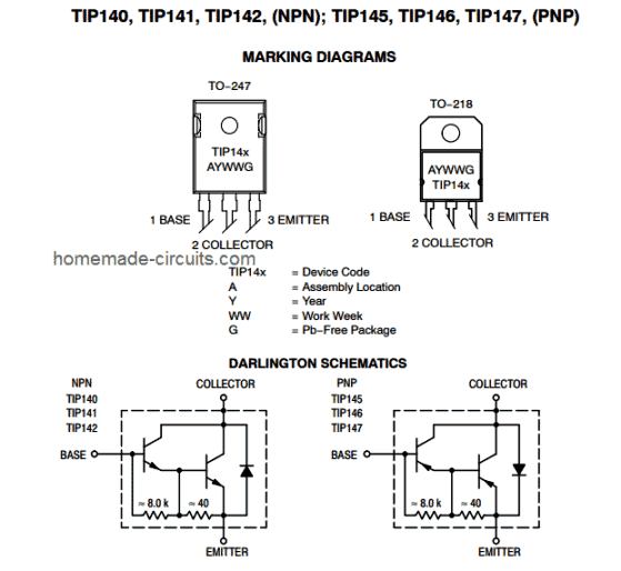 TIP142 pinout specifications