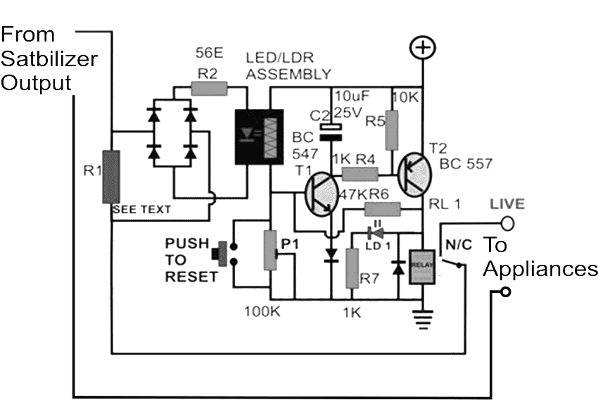 Mains AC Overload protection Circuit for Voltage Stabilizers